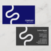 Curvy Line 02 - White on Dark Blue Visitenkarte (Vorne/Hinten)