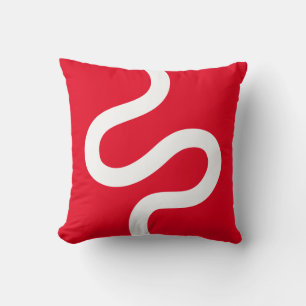 Curvy Line 02 - White on Red Kissen