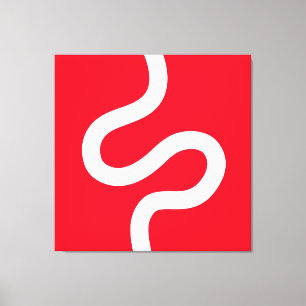 Curvy Line 02 - White on Red Leinwanddruck
