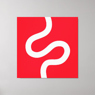 Curvy Line 02 - White on Red Leinwanddruck