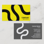 Curvy Line 02a - Schwarz auf Gelb Visitenkarte (Vorne/Hinten)