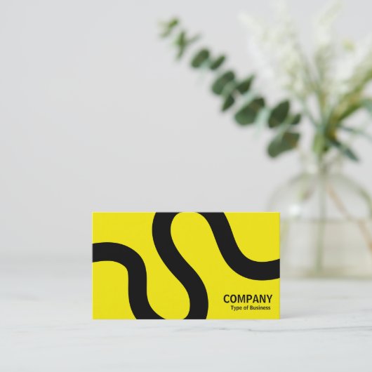 Curvy Line 02a - Schwarz auf Gelb Visitenkarte (Stehend Vorderseite)