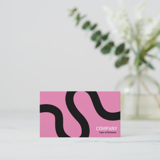 Curvy Line 02a - Schwarz auf Rosa Visitenkarte (Stehend Vorderseite)