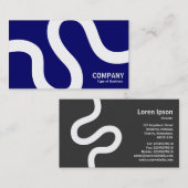 Curvy Line 02a - Weiß auf Dunkelblau Visitenkarte (Vorne/Hinten)
