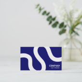 Curvy Line 02a - Weiß auf Dunkelblau Visitenkarte (Stehend Vorderseite)