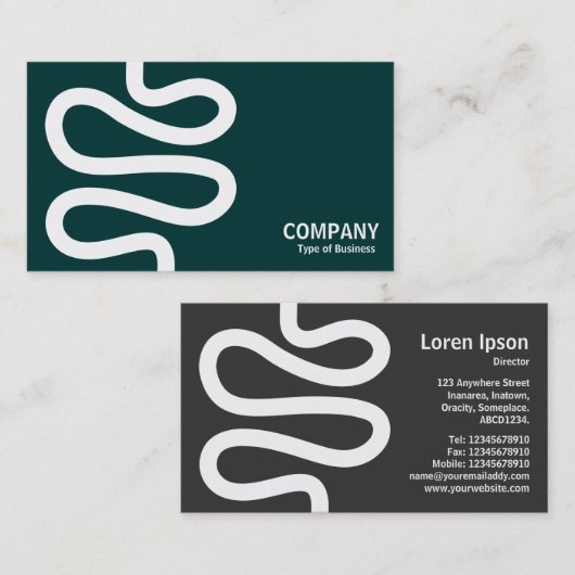 Curvy Line - Weiß auf dunkelgrün Visitenkarte (Vorne/Hinten)