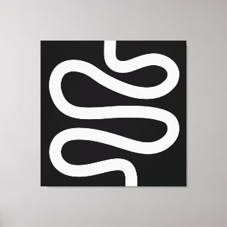 Curvy Line - Weiß auf Schwarz Leinwanddruck
