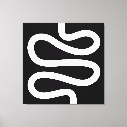 Curvy Line - Weiß auf Schwarz Leinwanddruck (Vorderseite)