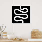 Curvy Line - Weiß auf Schwarz Poster (Küche)