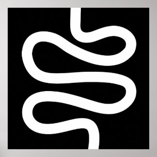 Curvy Line - Weiß auf Schwarz Poster