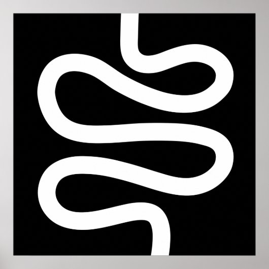 Curvy Line - Weiß auf Schwarz Poster (Vorne)