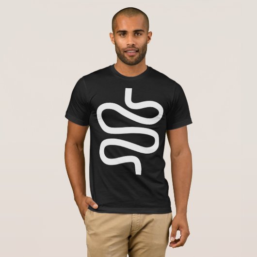 Curvy Line - Weiß auf Schwarz T-Shirt (Vorne ganz)