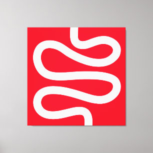 Curvy Line - White on Red Leinwanddruck