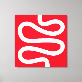 Curvy Line - White on Red Leinwanddruck