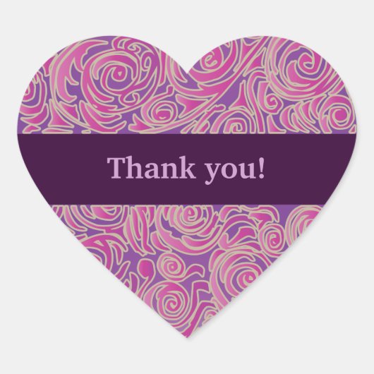 Curvy Lines Batik Pink Heart Sticker (Vorderseite)