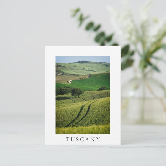 Curvy Linien in grün Toskana stilvolle Postkarte (Stehend Vorderseite)