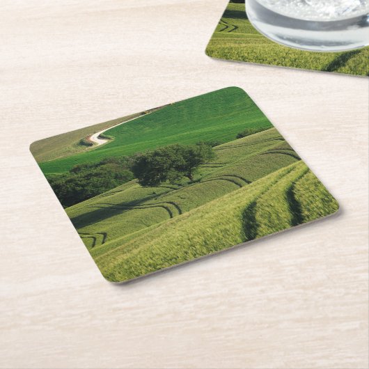 Curvy Linien in grünem Toskana-Untersetzer Rechteckiger Pappuntersetzer (angewinkelt)