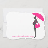 Curvy Magenta Silhouette Kinderdusche Einladungen (Rückseite)