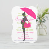 Curvy Magenta Silhouette Kinderdusche Einladungen (Stehend Vorderseite)