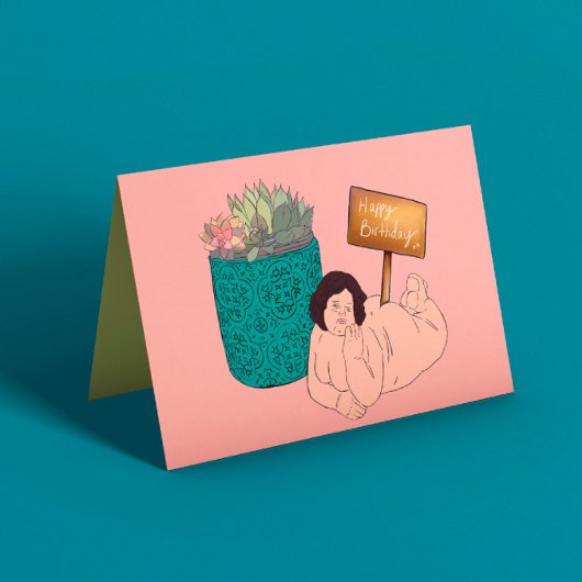 Curvy Pflanze Lady Geburtstag Karte