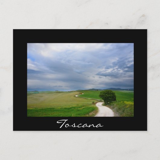 Curvy Road in der Toskana schwarze Postkarte (Vorderseite)