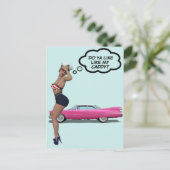 CURVY SAILOR GIRL MIT PINK CADDY POSTCARD POSTKARTE (Stehend Vorderseite)