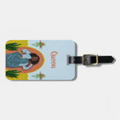 Curvy, Schwarze Frau, Hauspflanzen, Gelb & Blau Gepäckanhänger (Vorderseite horizontal)