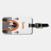 Curvy, Schwarze Frau, Hauspflanzen, Orange & Grau Gepäckanhänger (Vorderseite horizontal)