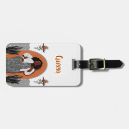 Curvy, Schwarze Frau, Hauspflanzen, Orange & Grau Gepäckanhänger