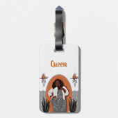 Curvy, Schwarze Frau, Hauspflanzen, Orange & Grau Gepäckanhänger (Rückseite vertikal)