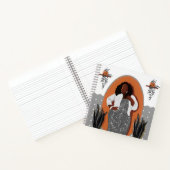 Curvy, Schwarze Frau, Hauspflanzen, Orange & Grau Notizblock (Innenseite)