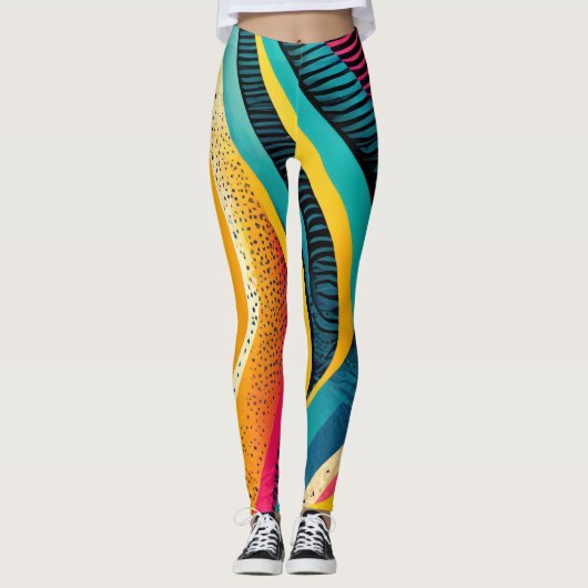 Curvy Texturen in lebhaften Farben Leggings (Vorderseite)