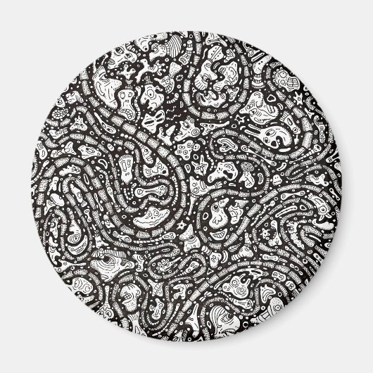 Curvy Twisty Cartoon Weird Faces Design Magnet (Vorne)