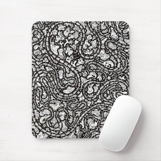 Curvy Twisty Cartoon Weird Faces Design Mousepad (Mit Mouse)
