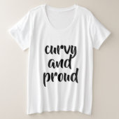 Curvy und stolzer, handgeschriebener schwarzer Tex Große Größe T-Shirt (Design vorne)