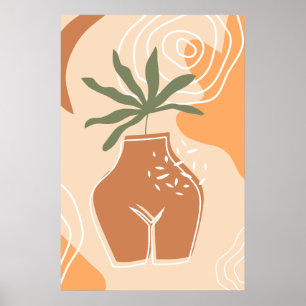 Curvy Vase Abstrakt Boho Art Print Poster