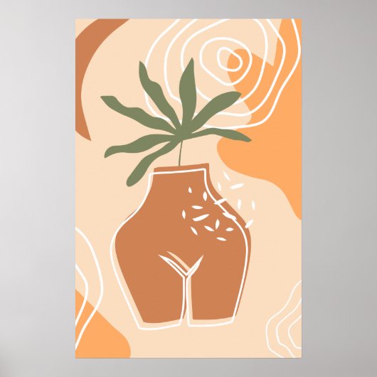 Curvy Vase Abstrakt Boho Art Print Poster (Vorne)