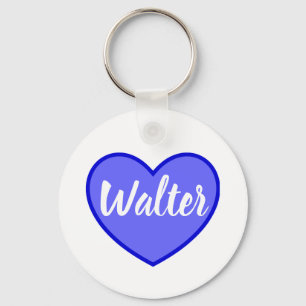 Curvy Walter Name in Blue Liebe Herz, Schlüsselanhänger