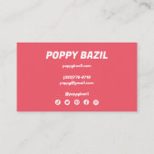 Curvy Wavy Stripes Minimalistisch Bright Pink Retr Visitenkarte (Rückseite)