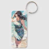 Curvy Woman on Beach Schlüsselanhänger (Rückseite)