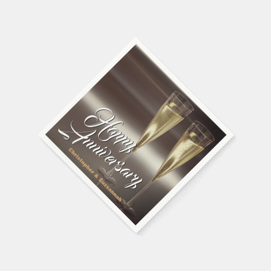 Cus Champagne Glasses Custom Happy Anniversary Serviette (Ecke)