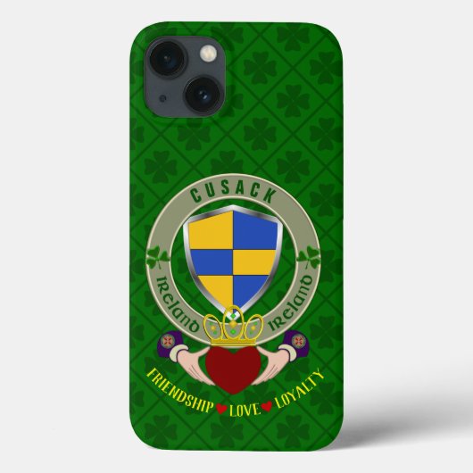 Cusack Irish Shield & Claddagh Personalisiert Case-Mate iPhone Hülle (Rückseite)