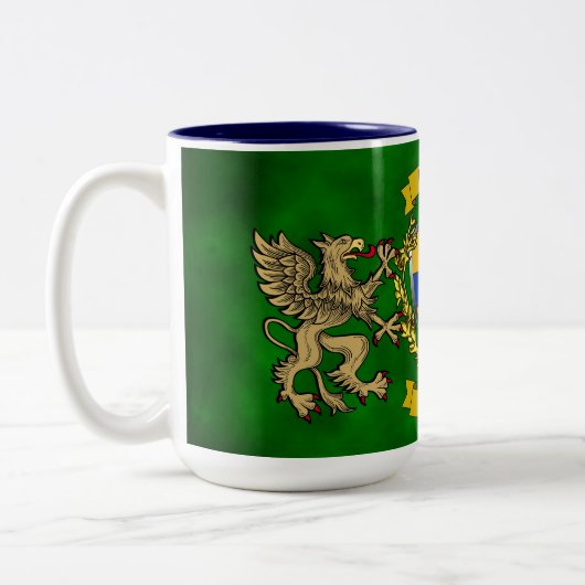 Cusack Irish Shield & Griffins Zweifarbige Tasse (Links)
