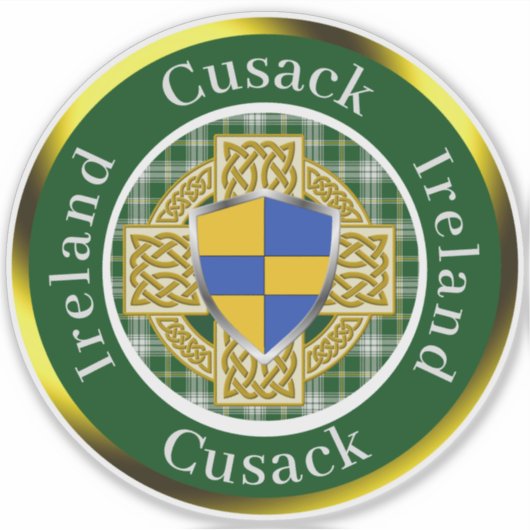 Cusack Shield & Celtic Cross Personalisiert Aufkleber (Vorderseite)
