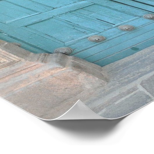 Cusco Church Aqua Door Poster (Ecke)