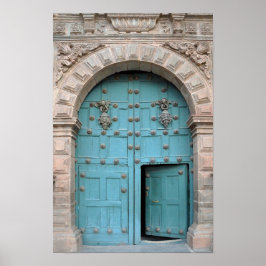 Cusco Church Aqua Door Poster