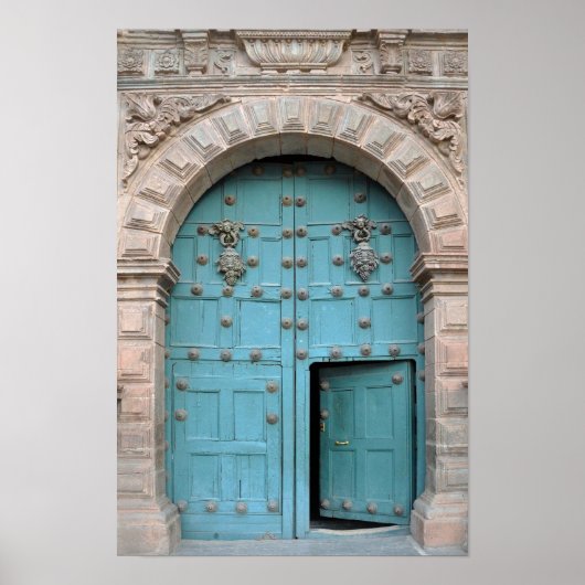 Cusco Church Aqua Door Poster (Vorne)