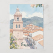 Cusco Peru Gouache Paint Illustration Travel Postkarte (Vorderseite)