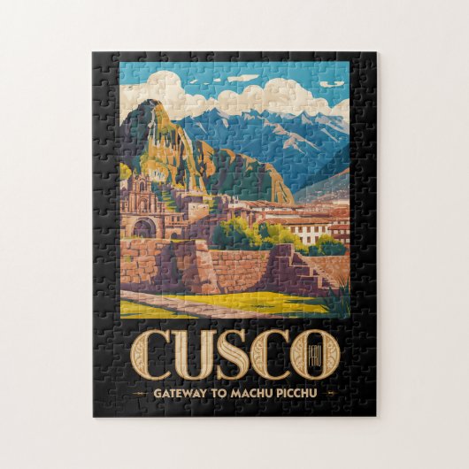 Cusco Peru Illustration Reise Kunst Vintage Puzzle (Vertikal)