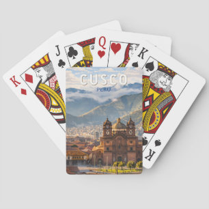 Cusco Peru Illustration Reise Kunst Vintage Spielkarten